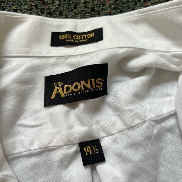 ADONIS White Cotton Short Sleeve Button Down Formal Fancy Dress Shirt Neck 14.5 - Picture 10 of 16